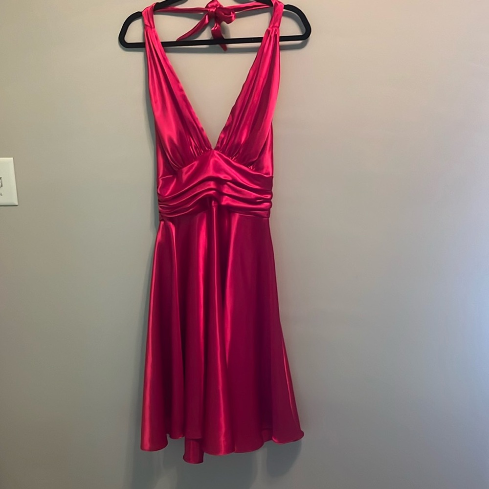 Red halter dress